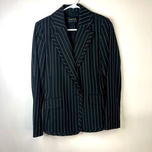 Vintage Dana Buchman black pinstripe oversized suitcoat blazer 4